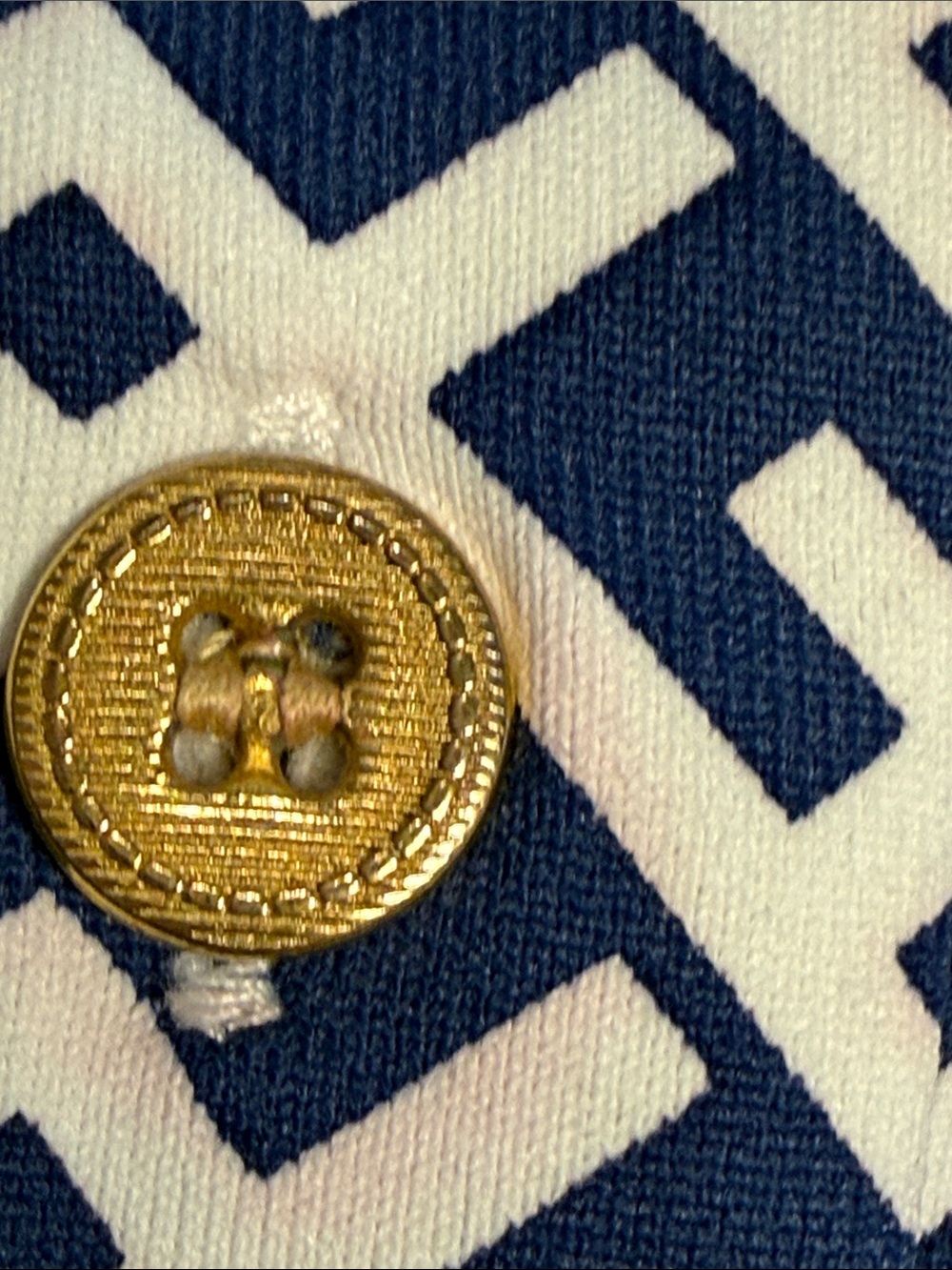 J. McLaughlin Navy and White Geometric Short Sleeve Polo - Picture 3 of 8